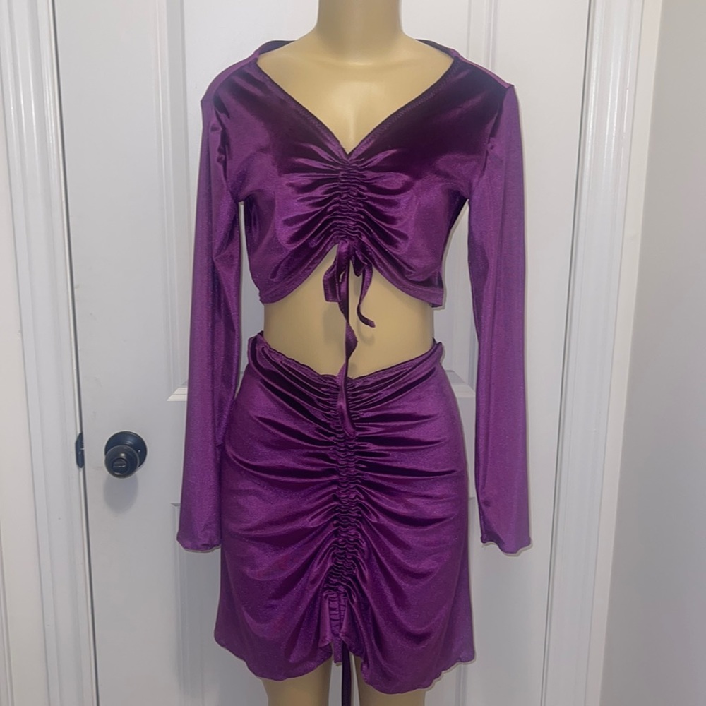 Purple Velvet 2 piece skirt set. Medium size. This is a one of a kind outfit.